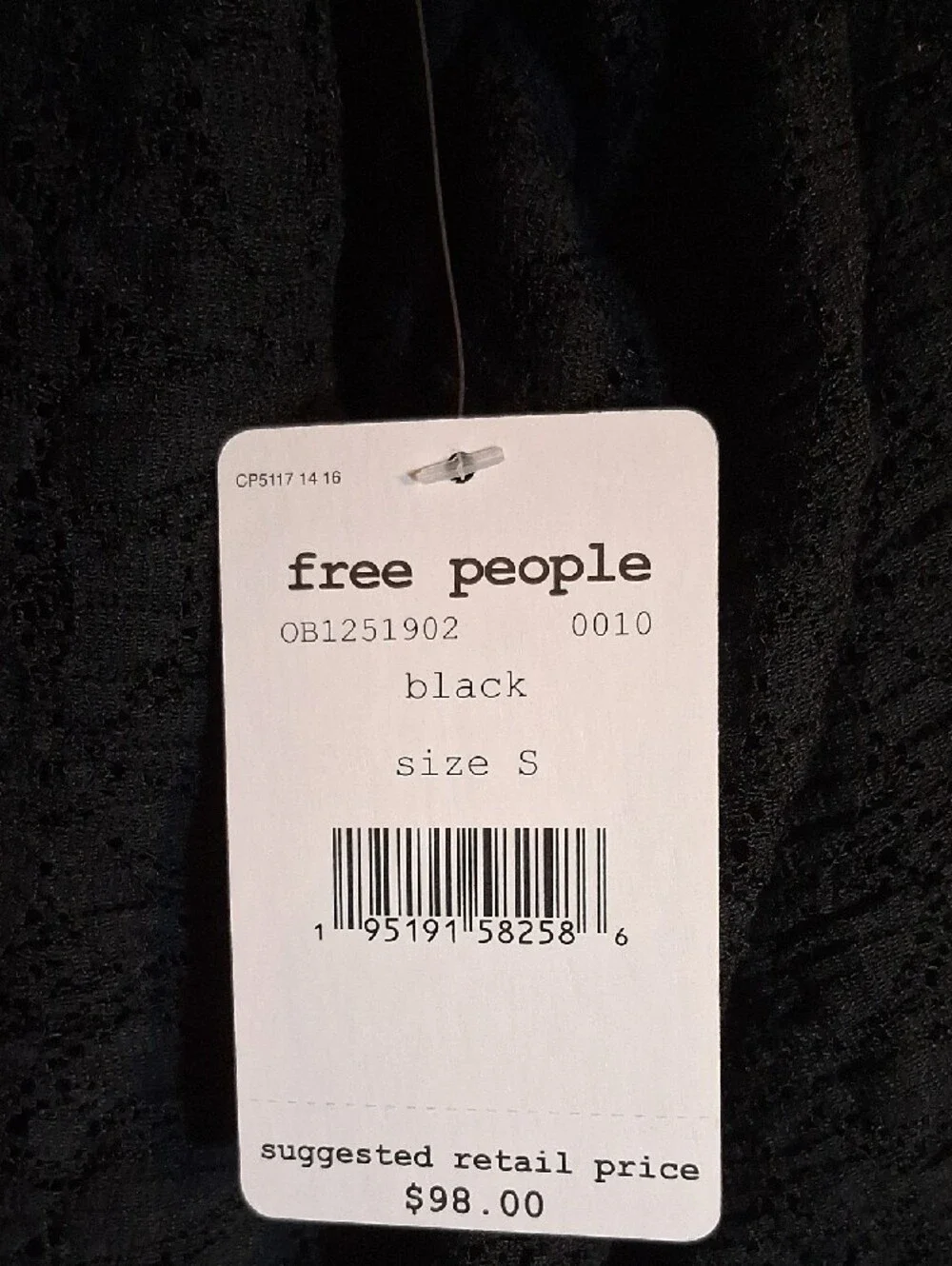 Free People Black Lace Puff-Sleeve Cropped Blouse